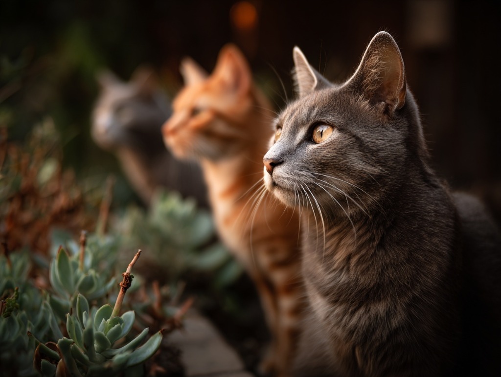 A cat resting in a sanctuary garden